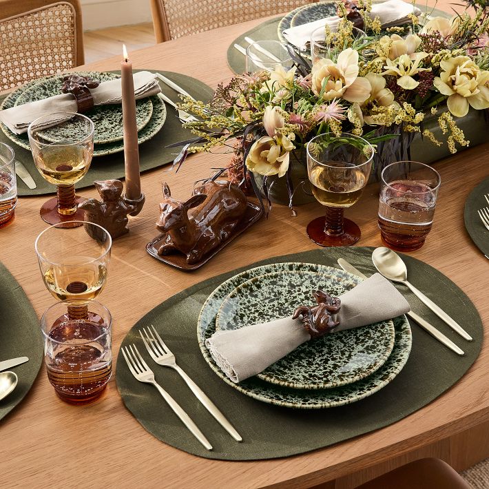 Tavi Ceramic Dinner Plates, Green/Mint, Set of 8, West Elm