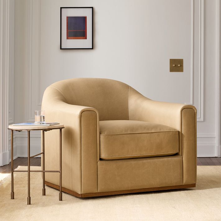Bennett Leather Swivel Club Chair | West Elm