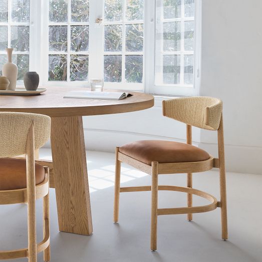 Ezra Dining Chair, Leather & Wood | West Elm