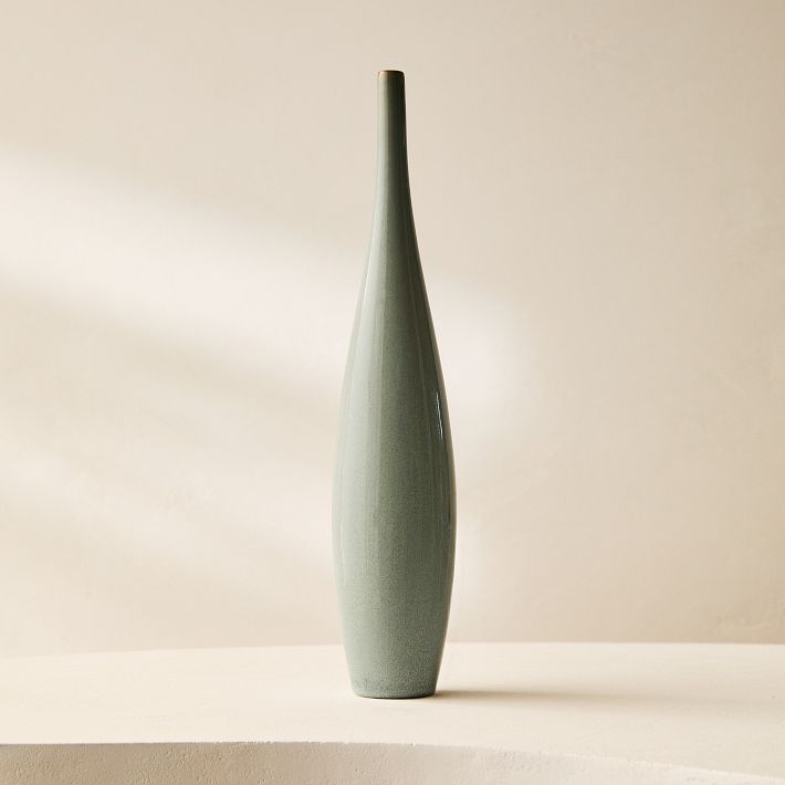 Onda Ceramic Bud Vase Grey Blue 12.75