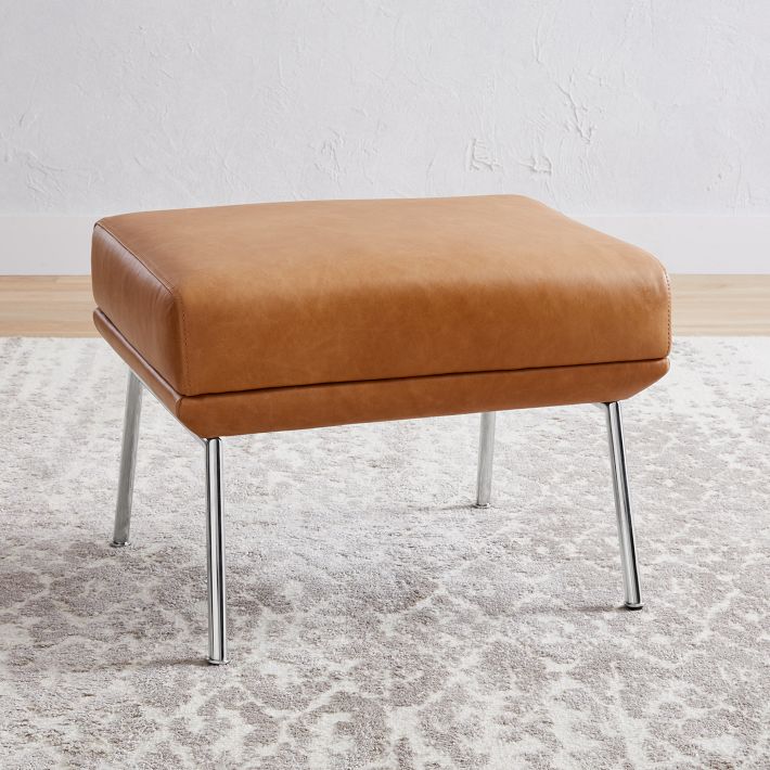 Austin Leather Ottoman – Customizable Comfort | West Elm