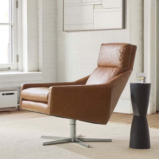 Austin Leather Swivel Armchair | West Elm