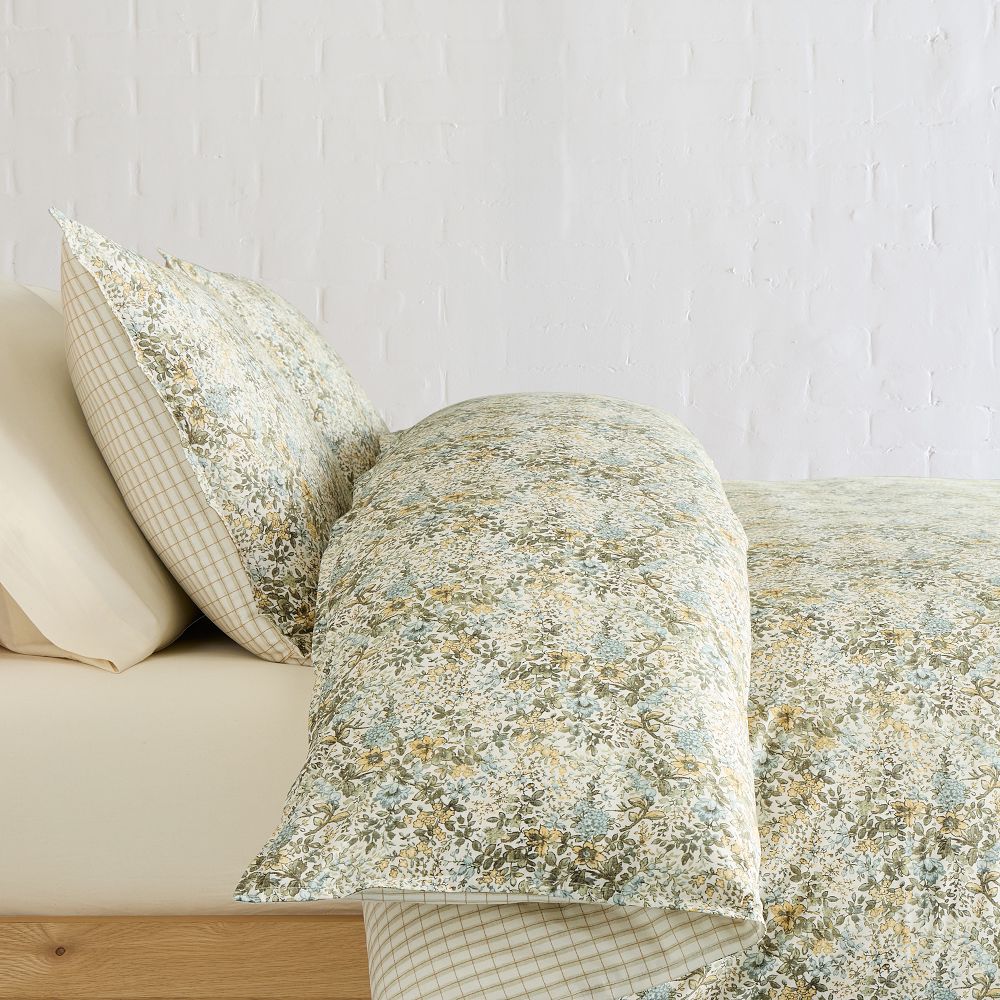 Frankie Floral Reversible Duvet Cover & Shams - King Green Multi