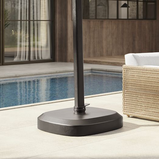 cantilever patio umbrella base Home Zone KBS0038U 168lb Offset Fillable Stand, 18in Black immobile stand that might not even fit your umbrella Cantilever Outdoor Umbrella Base, Brown/Bronze,