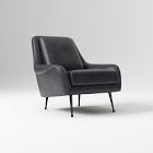 Open Box: Lottie Leather Chair - Sierra Leather Licorice, Dark Pewter