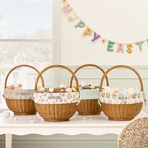 Pink Chicken Woven Easter Basket w/ Liner | West Elm