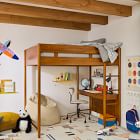 Mid-Century Double Loft Bed w/ Desk