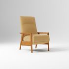 Open Box: Mid-Century Show Wood Recliner - Deluxe Velvet Camel, Pecan