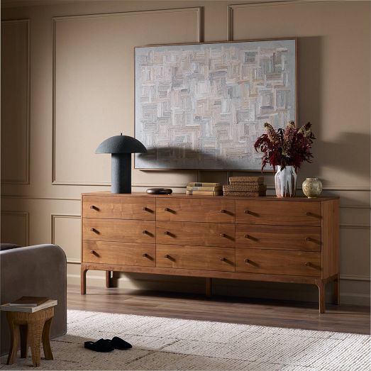 mid century modern walnut dresser Noak - 6 Drawer enhancing its sophisticated look while ensuring sturdy support Ashcroft Furniture Lola Mid Century