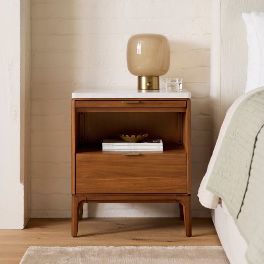 Parker Breadboard Drawer Marble Nightstand (21") by West Elm