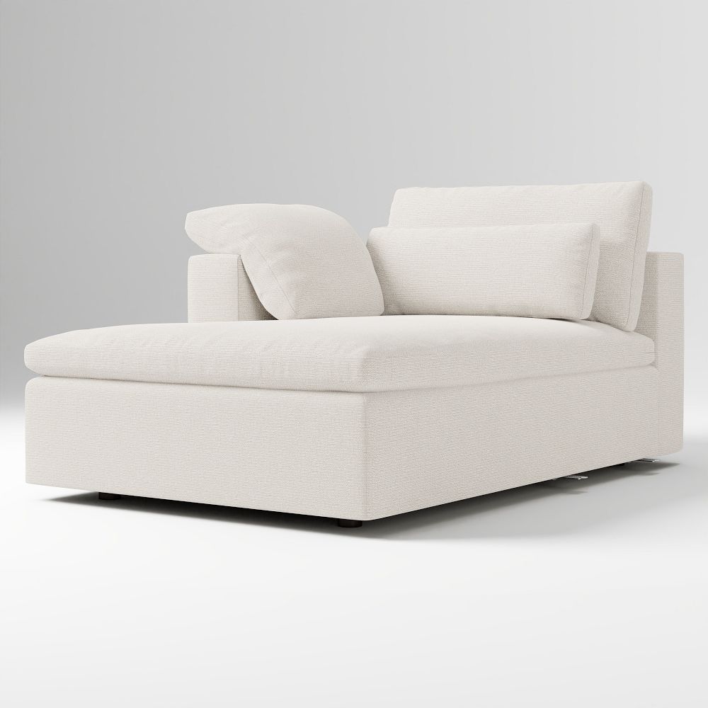 Harmony Modular Left Arm Chaise, Down, Performance Basketweave, Alabaster, Concealed Supports