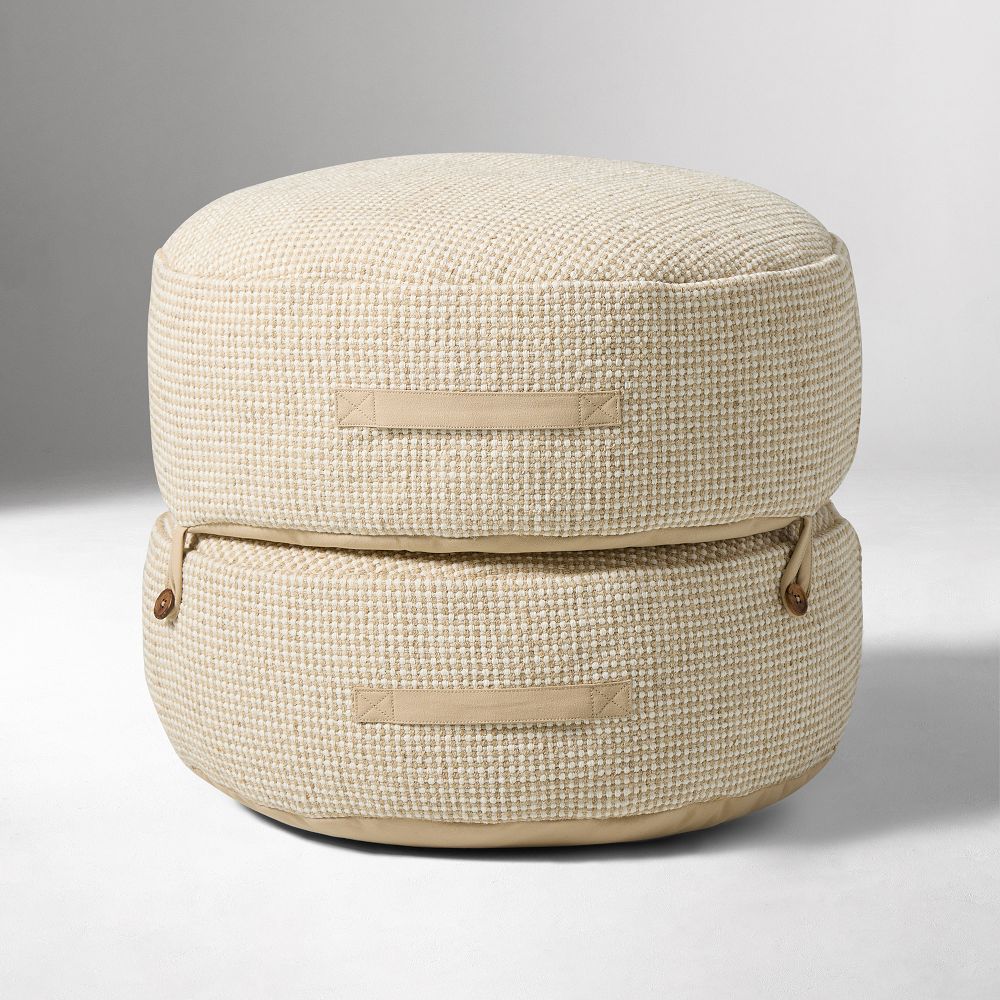 Modern Round Stacked Pouf - 22x19, Natural