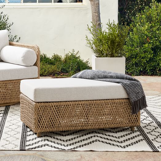 Coastal Wicker Outdoor Ottoman by West Elm