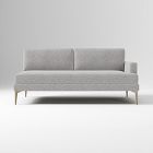 Open Box: Andes Right-Arm 2.5 Seater Sofa - Performance Chenille Tweed Storm Gray, Blackened Brass