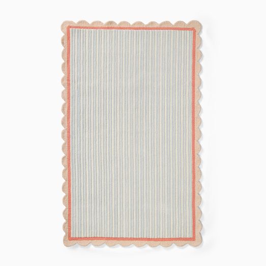 Pink Chicken Stripe Wool Rug by West Elm