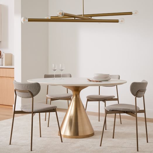 Silhouette Pedestal Marble Round Dining Table (48") by West Elm