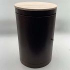 Open Box: Beaux Travertine &amp; Burl Wood Nightstand (14") - Hickory Burl