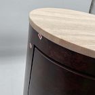 Open Box: Beaux Travertine &amp; Burl Wood Nightstand (14") - Hickory Burl