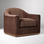 Open Box: Bennett Swivel Club Chair - Performance Modern Chenille Espresso, Cool Walnut