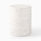 Open Box: Terrazzo Drum Indoor/Outdoor Round Side Table (15"Dia) - White