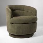 Open Box: Viv Swivel Chair, Poly Cushion (29.5") - Performance Chenille Crossweave Elm, Concealed Support