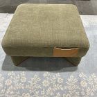 Open Box: Emma Chamberlain Upholstered Pocket Ottoman - Performance Chenille Crossweave Elm, Cool Walnut