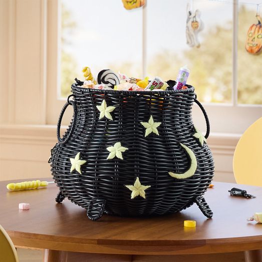Petite Plume Rattan Cauldron Candy Treat Bowl by West Elm