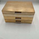 Open Box: Mid-Century Champagne Lacquer Jewelry Box, Grand (7.25"H)