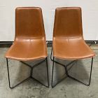 Open Box: Slope Leather Dining Chair, Set of 2 - Saddle Leather Nut, Charcoal