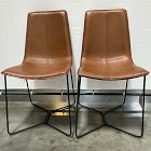 Open Box: Slope Leather Dining Chair, Set of 2 - Saddle Leather Nut, Charcoal