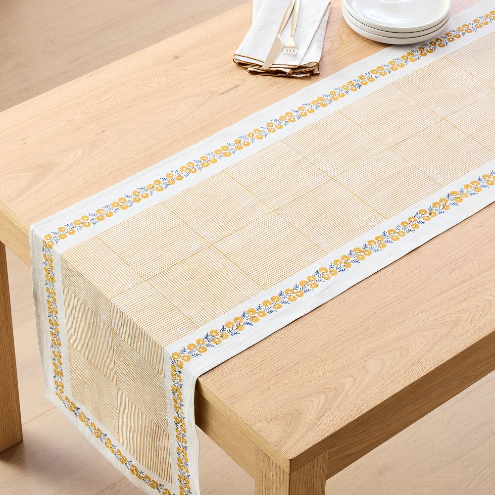 Soil to Studio Tamara Block-Printed Linen Runner
