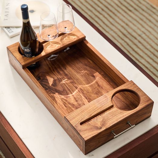 Walnut Wood Wine Serving Tray by West Elm
