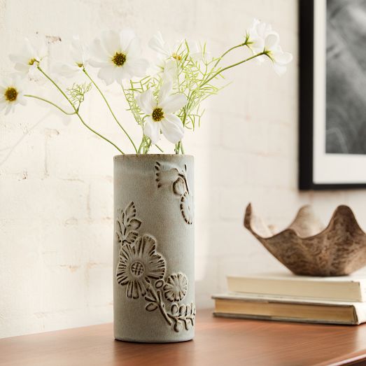Kiku Ceramic Vase, Handcrafted Stoneware
