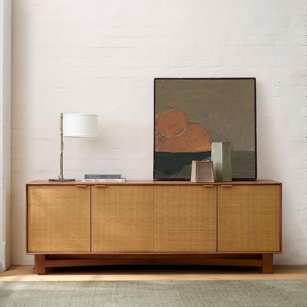 Herman Basket Woven Veneer Media Console (72") by West Elm