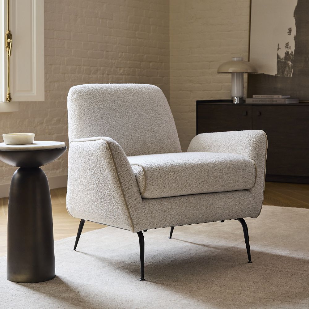 Kip Flare Arm Chair With Contrast Piping by West Elm
