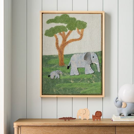 Elephant Family Framed Felt Wall Art by West Elm