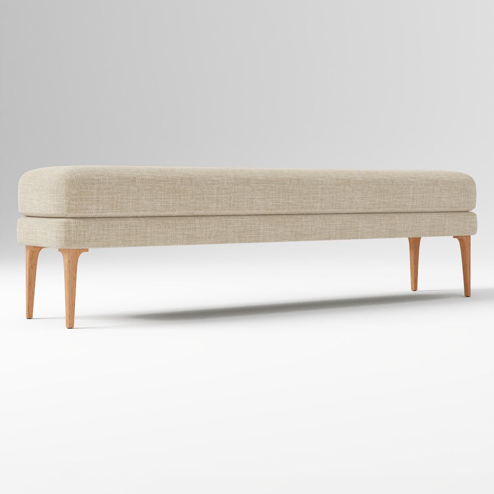 Auburn Bench - Performance+ Yarn Dyed Linen Weave Sand, Cool Walnut