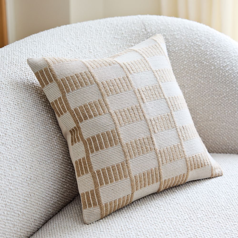 Woven Checker Jute Pillow Cover - 18X18, Natural