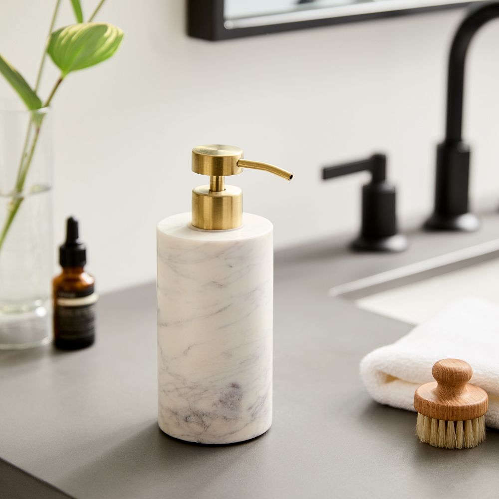 Amalfi Marble Bath Accessories - Soap Pump, White