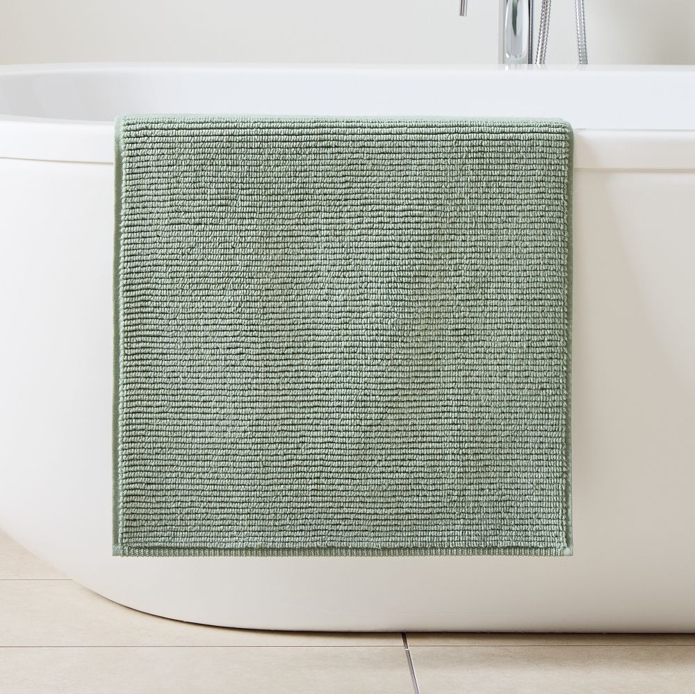 Looped Ribbed Bath Mat - Eucalyptus, 20x34