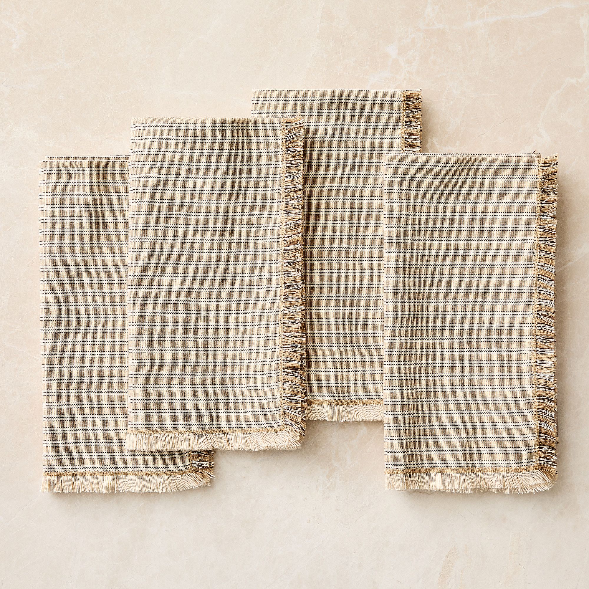 Sadie Stripe Napkin Sets - Beige, Set of 8