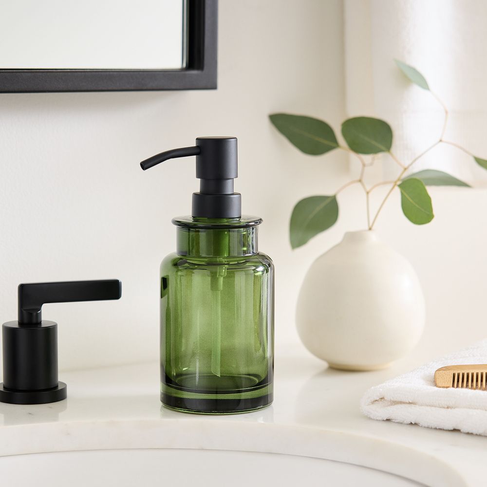 Apothecary Glass Bath Accessories - Soap Pump, Green