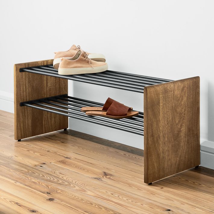 Anton Solid Wood Shoe Rack - Burnt Wax | West Elm