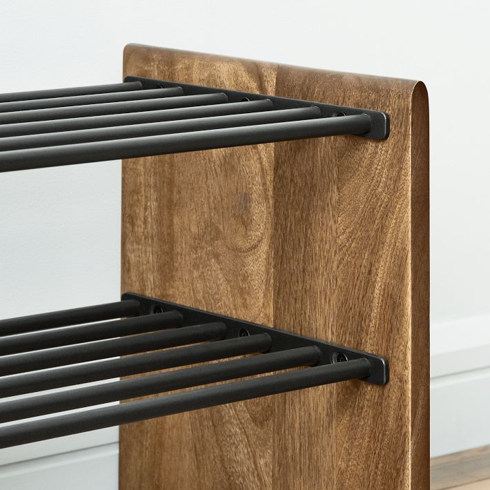 Anton Solid Wood Shoe Rack - Burnt Wax | West Elm