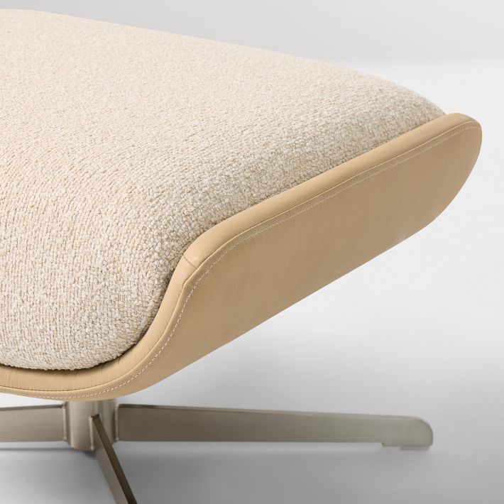 Bowden Fabric & Leather Swivel Ottoman | West Elm