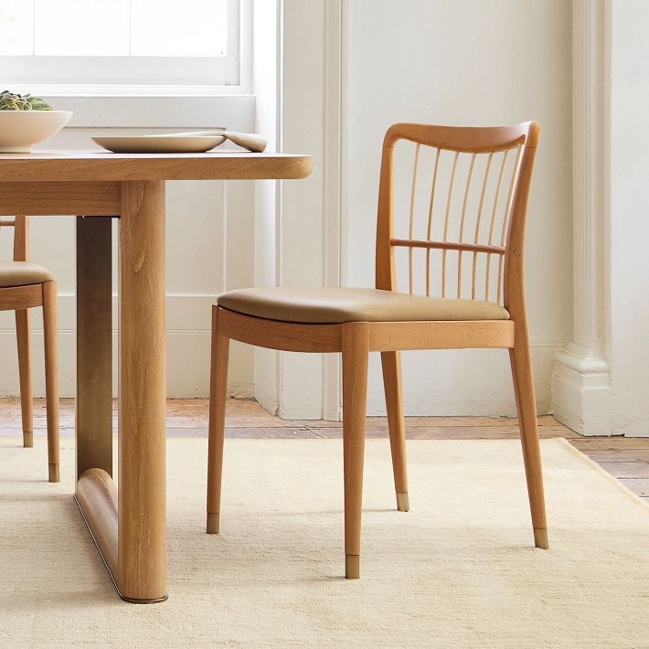 McKay Bamboo Spindle-Back Leather Dining Chair | West Elm
