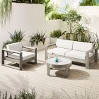 Portside Outdoor Sofa, Lounge Chair &amp; Concrete Round Coffee Table Set
