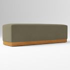 Open Box: Suffolk Bench - Performance Velvet Dark Olive, Cool Walnut