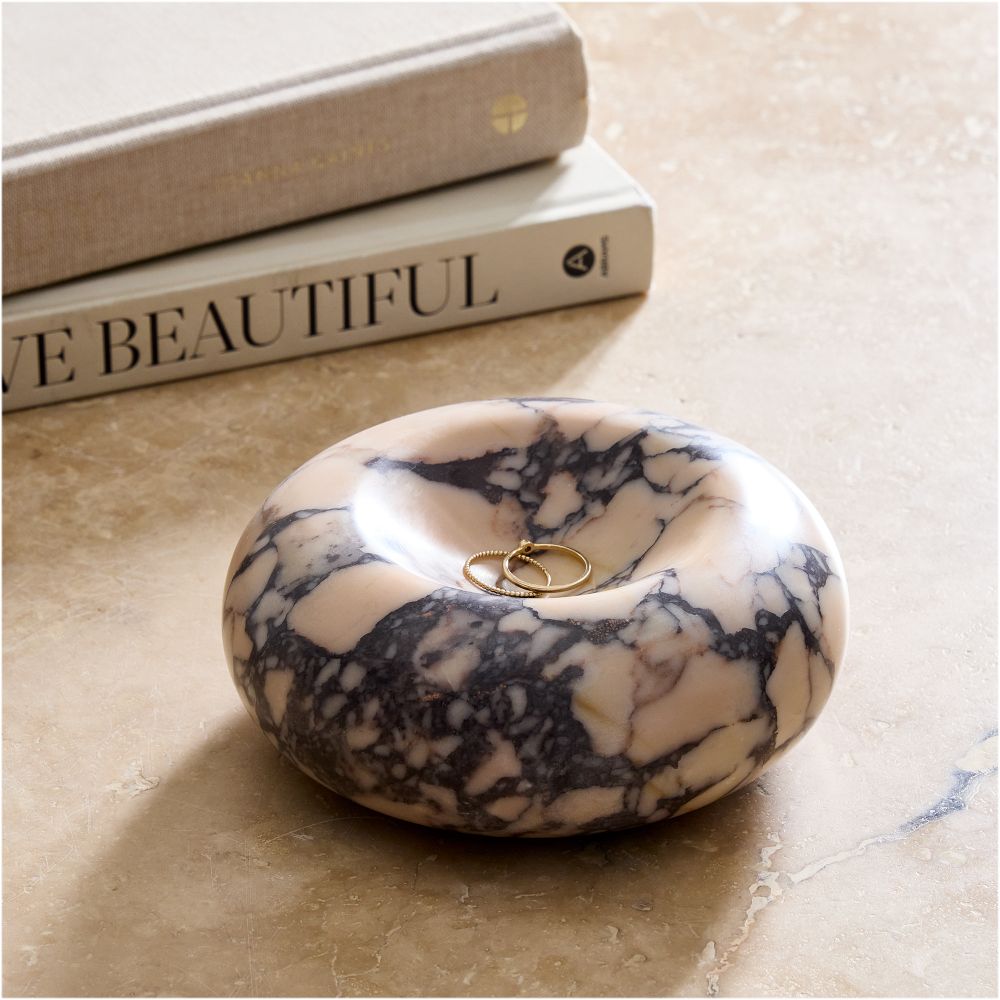 Marble Donut Trinket Tray - Donut Tray, Pink/Purple, 5.5 inch diamter
