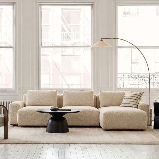 Quinten Slim Profile 3-Piece Chaise Sectional (128") by West Elm